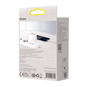 Baseus - Caricabatterie rapido compatto 2U+C, 30W EU, bianco (CCXJ-E02)