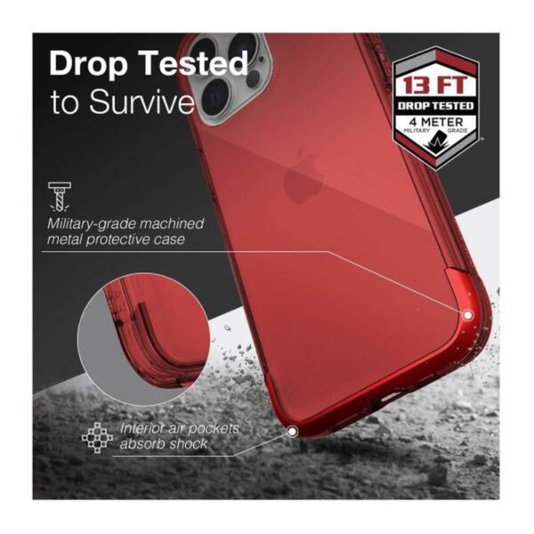 iPhone 13 Pro - Custodia trasparente Raptic/X-Doria Defence Air Rosso - immagine 8