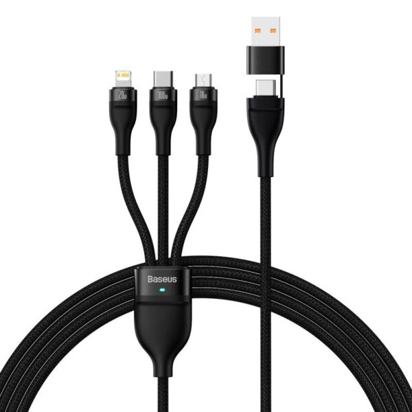 Baseus - Flash series Ⅱ - 2-in-1 charging cable U+C to M+L+C, 100W 1.2m, black (CASS030101)