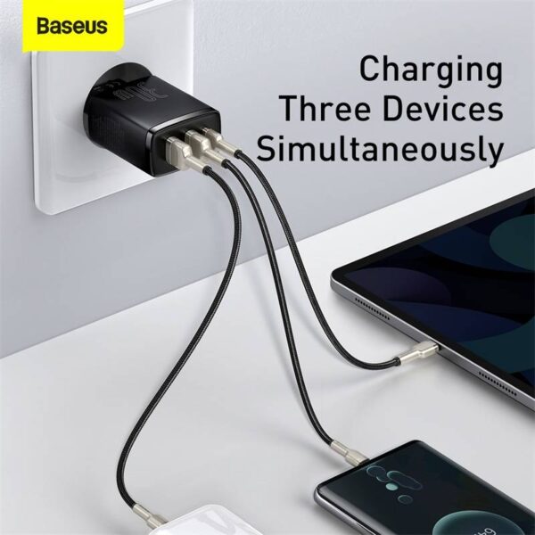 Baseus - Compact - Chargeur rapide 2U+C, 30W EU, noir (CCXJ-E01) – Image 4