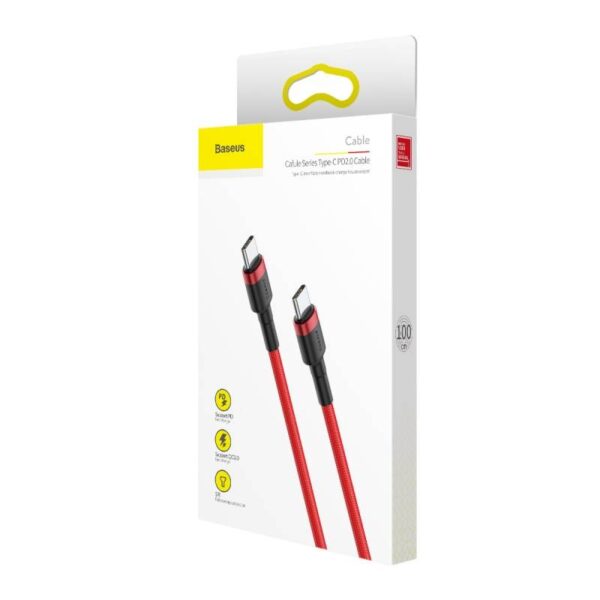 Baseus - Cafule - Type-C PD2.0 60W fast charging cable, 1m, red (CATKLF-G09) - Image 8