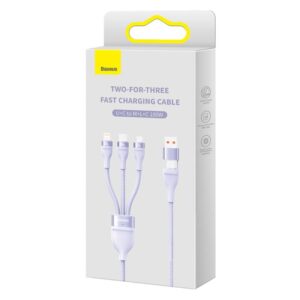 Baseus - Flash Serie Ⅱ - 2-in-1 Ladekabel U+C auf M+L+C, 100W 1.2m, Lila (CASS030105)