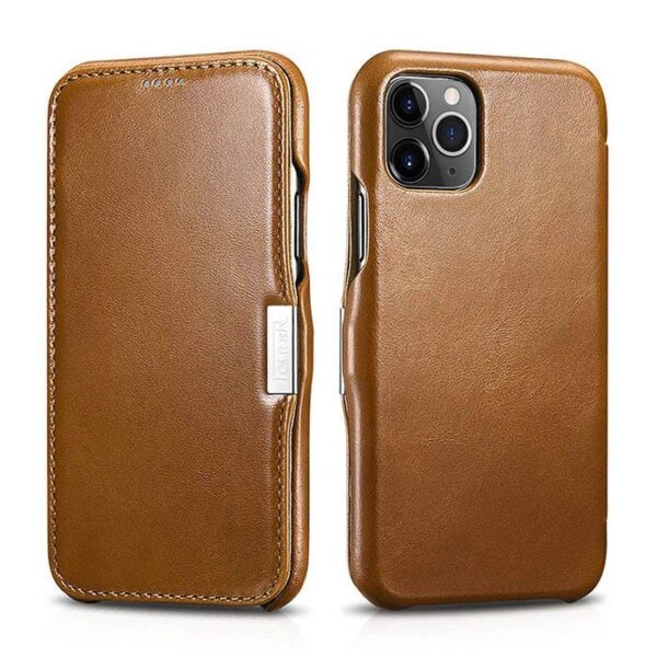 iPhone 11 Pro - iCarer Luxury Series (Side-open) Flip Case braun (RIX1107-GG)