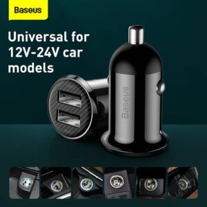 Baseus - Grain Pro - Car charger (Dual USB 4.8A), Black (CCALLP-01)