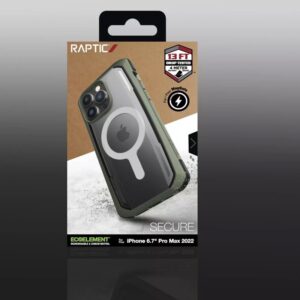 iPhone 14 Pro Max - Raptic Secure Backcase, verde oliva, design robusto in plastica per una protezione ottimale all'esterno