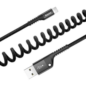 Baseus - Fish Eye Spring Datenkabel USB für iP, 2A 1m, Schwarz (CALSR-01)