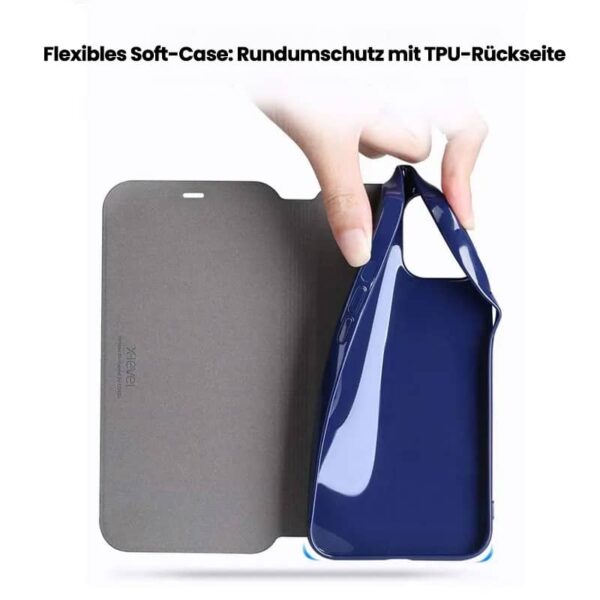 iPhone 12 / 12 Pro - Etui Flip X-Level FIBColor, similicuir, protection intégrale 360°, vert foncé – Image 6