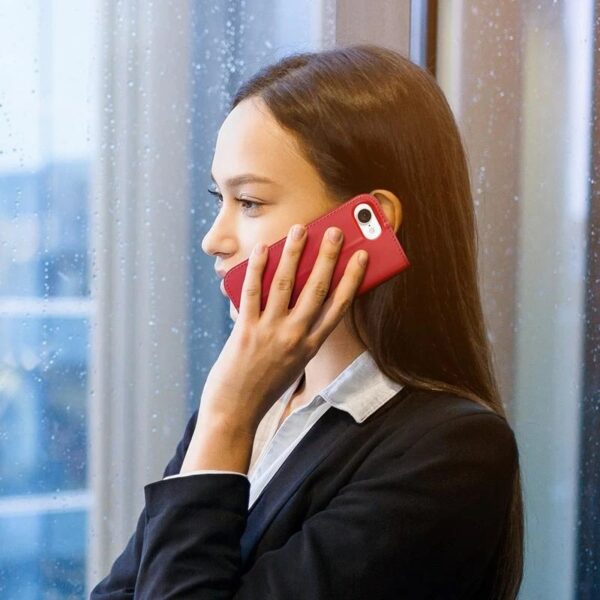 iPhone 16e - DUX Hivo Series Flip Case, Rot, Kunstleder – Bild 7