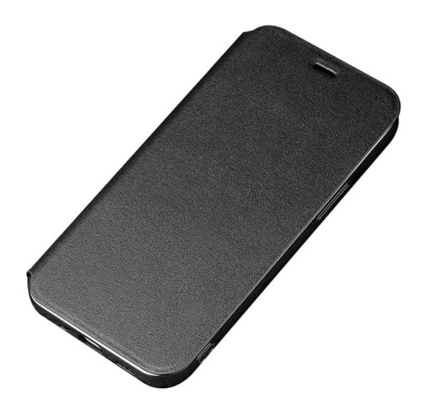 iPhone 12 / 12 Pro - Etui Flip X-Level FIBColor, similicuir, protection intégrale 360°, noir – Image 2
