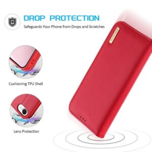 iPhone 16e - DUX Hivo Series Flip Case, Rot, Kunstleder