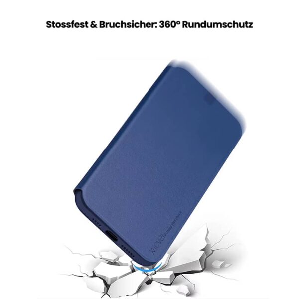 iPhone 12 / 12 Pro - Etui Flip X-Level FIBColor, similicuir, protection intégrale 360°, vert foncé – Image 8