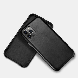 iPhone 11 Pro Max - Custodia iCarer in vera pelle nera (RIX1120-BK)