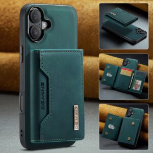 iPhone 16 - DG.MING Etui, Leder-Optik, Kartenfach & Magnetverschluss, Grün