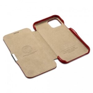 iPhone 11 Pro - Custodia Flip in vera pelle iCarer Serie Vintage (apertura laterale), rosso