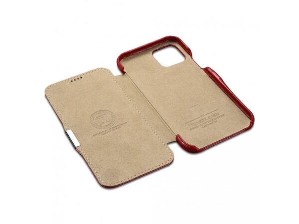 iPhone 11 Pro - Custodia Flip in vera pelle iCarer Serie Vintage (apertura laterale), rosso - immagine 5