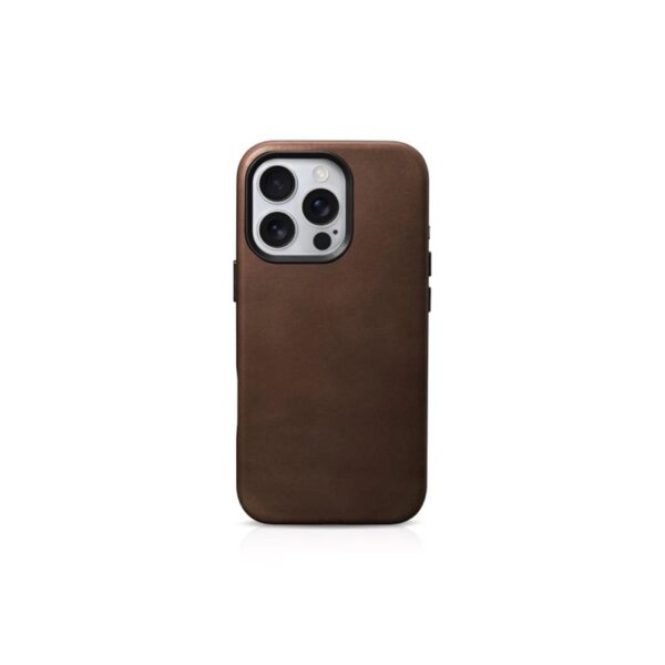 iPhone 16 Pro - Custodia iCarer Oil Wax Premium in vera pelle con Magsafe marrone scuro (WMI16240702-BN) - immagine 5