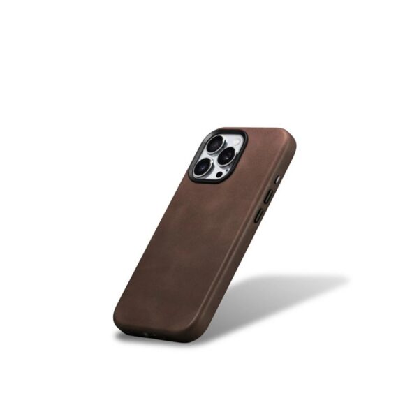 iPhone 16 Pro - Custodia iCarer Oil Wax Premium in vera pelle con Magsafe marrone scuro (WMI16240702-BN) - immagine 8