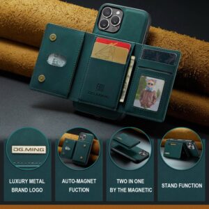 iPhone 15 - DG.MING Etui, Leder-Optik, Kartenfach & Magnetverschluss, Grün