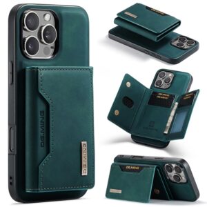 iPhone 15 Pro - DG.MING Etui, Leder-Optik, Kartenfach & Magnetverschluss, Grün