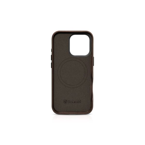 iPhone 16 Pro - Custodia iCarer Oil Wax Premium in vera pelle con Magsafe marrone scuro (WMI16240702-BN) - immagine 7