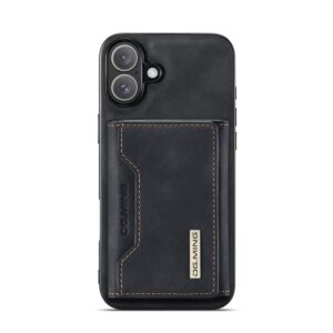 iPhone 16 - DG.MING Etui, Leder-Optik, Kartenfach & Magnetverschluss, Schwarz