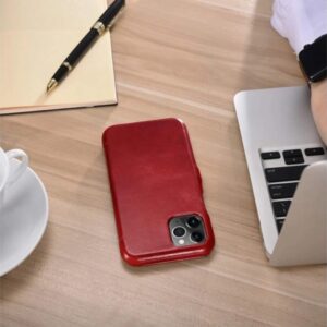 iPhone 11 Pro - Custodia Flip in vera pelle iCarer Serie Vintage (apertura laterale), rosso