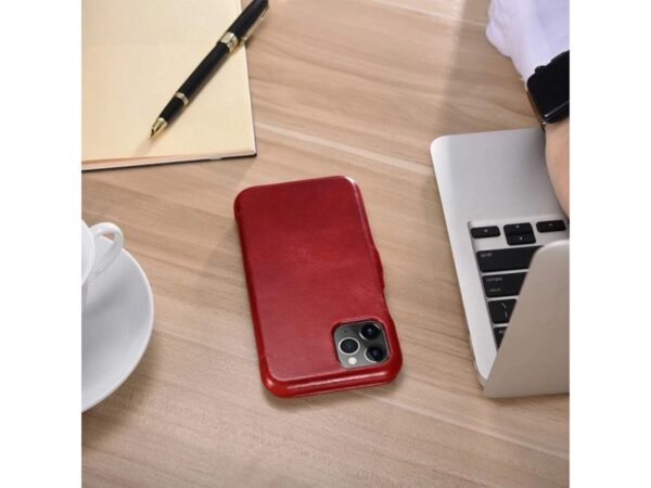 iPhone 11 Pro - Custodia Flip in vera pelle iCarer Serie Vintage (apertura laterale), rosso - immagine 4