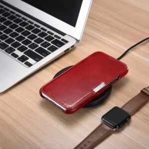 iPhone 11 Pro - Custodia Flip in vera pelle iCarer Serie Vintage (apertura laterale), rosso