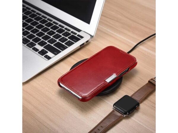 iPhone 11 Pro - Custodia Flip in vera pelle iCarer Serie Vintage (apertura laterale), rosso - immagine 2