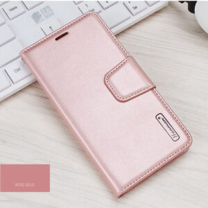Samsung Galaxy Z Fold3 - Custodia flip Hanman Mill con 3 scomparti per carte, oro rosa
