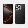 iPhone 16 Pro - Custodia in pelle Premium Magsafe iCarer Oil Wax, vera pelle, nero