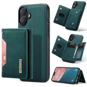 iPhone 16 - DG.MING Etui, Leder-Optik, Kartenfach & Magnetverschluss, Grün