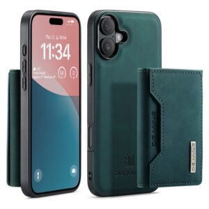 iPhone 16 - DG.MING Etui, Leder-Optik, Kartenfach & Magnetverschluss, Grün