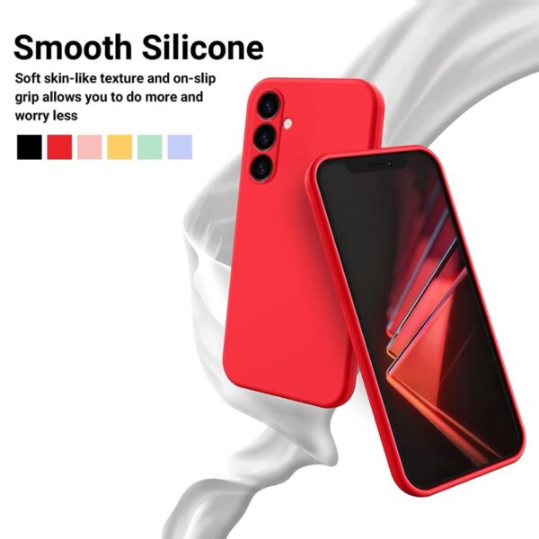 Samsung Galaxy S22 - Custodia in silicone liquido, custodia posteriore, rosso - immagine 8