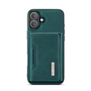 iPhone 16 - DG.MING Etui, Leder-Optik, Kartenfach & Magnetverschluss, Grün