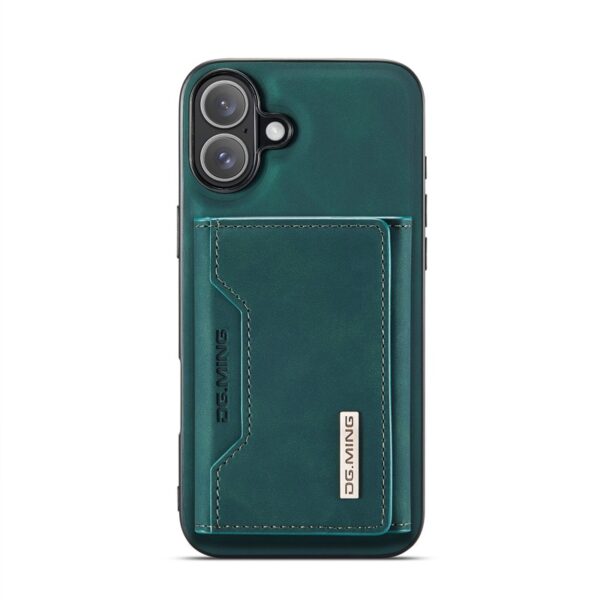 iPhone 16 - DG.MING Etui, Leder-Optik, Kartenfach & Magnetverschluss, Grün – Bild 7