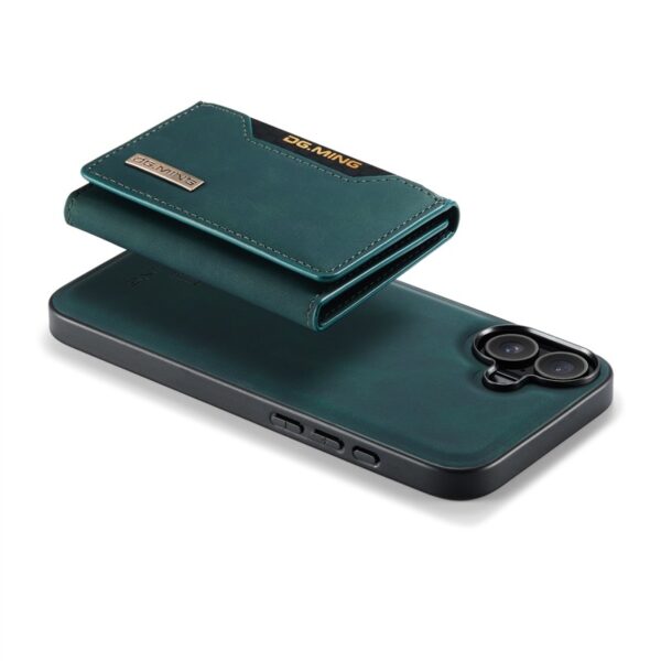 iPhone 16 - DG.MING Etui, Leder-Optik, Kartenfach & Magnetverschluss, Grün – Bild 5