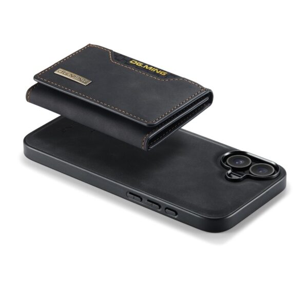 iPhone 16 - DG.MING Etui, Leder-Optik, Kartenfach & Magnetverschluss, Schwarz – Bild 5