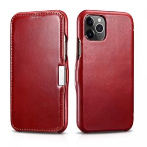 iPhone 11 Pro - Custodia Flip in vera pelle iCarer Serie Vintage (apertura laterale), rosso