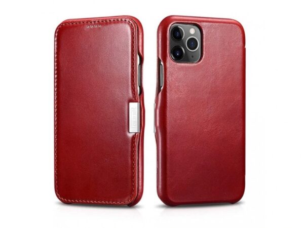 iPhone 11 Pro - Custodia Flip in vera pelle iCarer Serie Vintage (apertura laterale), rosso