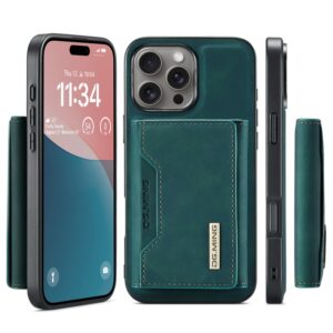 iPhone 15 - DG.MING Etui, Leder-Optik, Kartenfach & Magnetverschluss, Grün