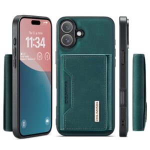 iPhone 16 - DG.MING Etui, Leder-Optik, Kartenfach & Magnetverschluss, Grün