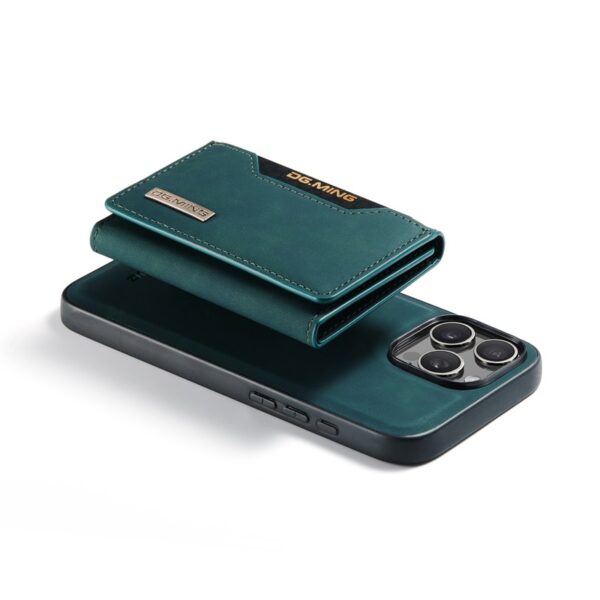 iPhone 15 Pro - DG.MING Etui, Leder-Optik, Kartenfach & Magnetverschluss, Grün – Bild 5
