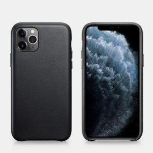 iPhone 11 Pro Max - Custodia iCarer in vera pelle nera (RIX1120-BK)