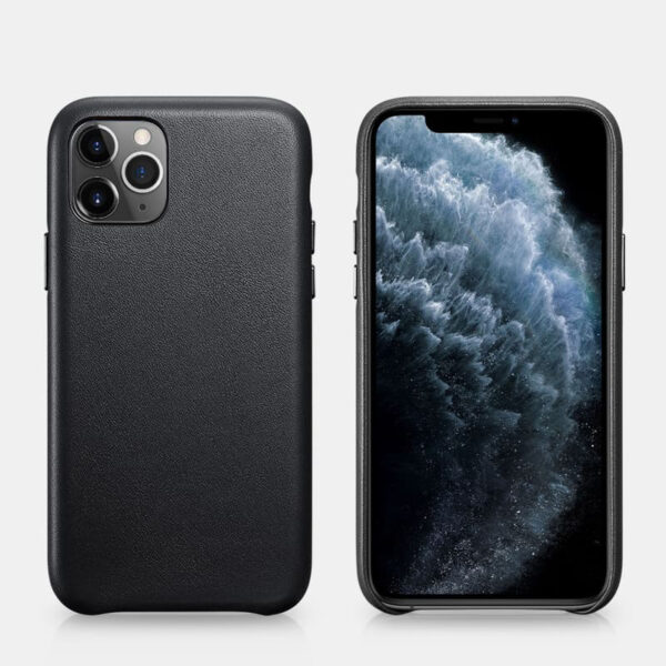 iPhone 11 Pro Max - Custodia iCarer in vera pelle nera (RIX1120-BK)