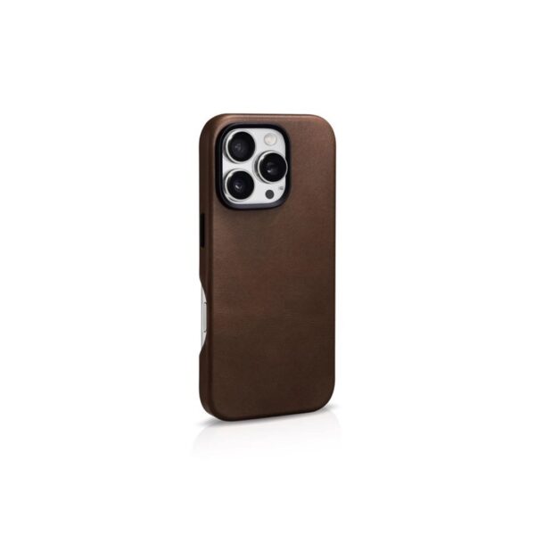 iPhone 16 Pro - Custodia iCarer Oil Wax Premium in vera pelle con Magsafe marrone scuro (WMI16240702-BN) - immagine 3